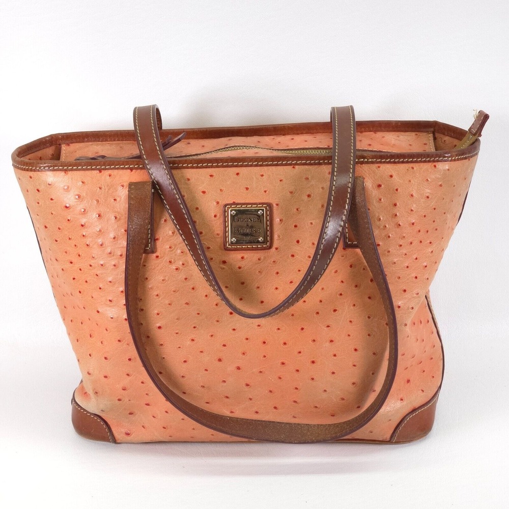 VTG Dooney & Bourke Ostrich Charleston Tote Satchel Genuine Leather Y2K OldMoney